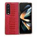For Samsung Galaxy Z Fold4 5G Genuine Leather Weilai Series Nano Plating Phone Case(Red)