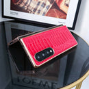 For Samsung Galaxy Z Fold4 5G Genuine Leather Weilai Series Nano Plating Phone Case(Black)