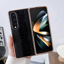 For Samsung Galaxy Z Fold4 5G Genuine Leather Weilai Series Nano Plating Phone Case(Red)