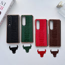 For Samsung Galaxy Z Fold4 5G Genuine Leather Weilai Series Nano Plating Phone Case(Red)