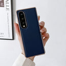 For Samsung Galaxy Z Fold4 5G Genuine Leather Xiaoya Series Nano Plating Phone Case(Blue)