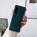 For Samsung Galaxy Z Fold4 5G Genuine Leather Xiaoya Series Nano Plating Phone Case(Dark Green)