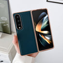 For Samsung Galaxy Z Fold4 5G Genuine Leather Xiaoya Series Nano Plating Phone Case(Blue)