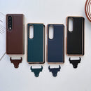 For Samsung Galaxy Z Fold4 5G Genuine Leather Xiaoya Series Nano Plating Phone Case(Blue)