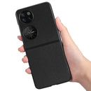 For Huawei P50 Pocket Plain Skin Litchi Texture Phone Case(Black)