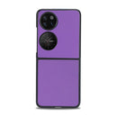 For Huawei P50 Pocket Plain Skin Litchi Texture Phone Case(Purple)