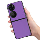 For Huawei P50 Pocket Plain Skin Litchi Texture Phone Case(Purple)