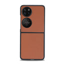 For Huawei P50 Pocket Plain Skin Litchi Texture Phone Case(Brown)