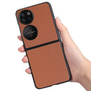 For Huawei P50 Pocket Plain Skin Litchi Texture Phone Case(Brown)