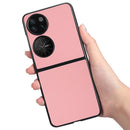 For Huawei P50 Pocket Cross Texture Phone Case(Pink)