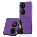 For Huawei P50 Pocket Cross Texture Phone Case(Purple)