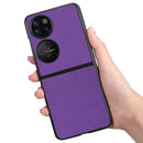 For Huawei P50 Pocket Cross Texture Phone Case(Purple)