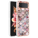 For Samsung Galaxy Z Flip4 Electroplating IMD TPU Phone Case with Ring(Pink Scales)
