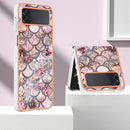 For Samsung Galaxy Z Flip4 Electroplating IMD TPU Phone Case with Ring(Pink Scales)