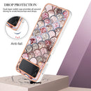 For Samsung Galaxy Z Flip4 Electroplating IMD TPU Phone Case with Ring(Pink Scales)