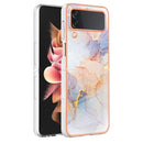 For Samsung Galaxy Z Flip4 Electroplating IMD TPU Phone Case with Ring(White Marble)