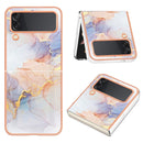 For Samsung Galaxy Z Flip4 Electroplating IMD TPU Phone Case with Ring(White Marble)