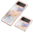 For Samsung Galaxy Z Flip4 Electroplating IMD TPU Phone Case with Ring(White Marble)