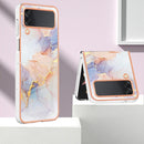 For Samsung Galaxy Z Flip4 Electroplating IMD TPU Phone Case with Ring(White Marble)