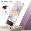 For Samsung Galaxy Z Flip4 Electroplating IMD TPU Phone Case with Ring(White Marble)