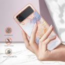 For Samsung Galaxy Z Flip4 Electroplating IMD TPU Phone Case with Ring(White Marble)
