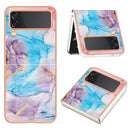 For Samsung Galaxy Z Flip4 Electroplating IMD TPU Phone Case with Ring(Blue Marble)