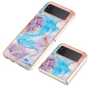 For Samsung Galaxy Z Flip4 Electroplating IMD TPU Phone Case with Ring(Blue Marble)
