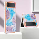For Samsung Galaxy Z Flip4 Electroplating IMD TPU Phone Case with Ring(Blue Marble)