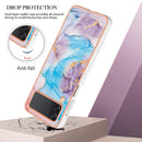 For Samsung Galaxy Z Flip4 Electroplating IMD TPU Phone Case with Ring(Blue Marble)