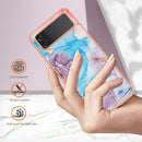 For Samsung Galaxy Z Flip4 Electroplating IMD TPU Phone Case with Ring(Blue Marble)