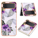 For Samsung Galaxy Z Flip4 Electroplating IMD TPU Phone Case with Ring(Purple Flower)