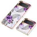 For Samsung Galaxy Z Flip4 Electroplating IMD TPU Phone Case with Ring(Purple Flower)
