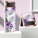 For Samsung Galaxy Z Flip4 Electroplating IMD TPU Phone Case with Ring(Purple Flower)
