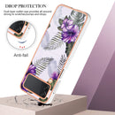 For Samsung Galaxy Z Flip4 Electroplating IMD TPU Phone Case with Ring(Purple Flower)