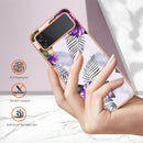 For Samsung Galaxy Z Flip4 Electroplating IMD TPU Phone Case with Ring(Purple Flower)