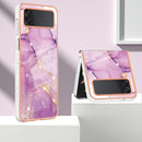 For Samsung Galaxy Z Flip4 Electroplating Marble Pattern IMD TPU Phone Case(Purple 001)