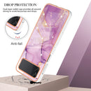 For Samsung Galaxy Z Flip4 Electroplating Marble Pattern IMD TPU Phone Case(Purple 001)