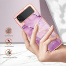 For Samsung Galaxy Z Flip4 Electroplating Marble Pattern IMD TPU Phone Case(Purple 001)