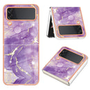 For Samsung Galaxy Z Flip4 Electroplating Marble Pattern IMD TPU Phone Case(Purple 002)