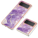 For Samsung Galaxy Z Flip4 Electroplating Marble Pattern IMD TPU Phone Case(Purple 002)