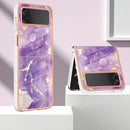 For Samsung Galaxy Z Flip4 Electroplating Marble Pattern IMD TPU Phone Case(Purple 002)