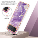 For Samsung Galaxy Z Flip4 Electroplating Marble Pattern IMD TPU Phone Case(Purple 002)