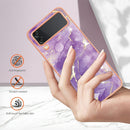 For Samsung Galaxy Z Flip4 Electroplating Marble Pattern IMD TPU Phone Case(Purple 002)