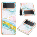 For Samsung Galaxy Z Flip4 Electroplating Marble Pattern IMD TPU Phone Case(Green 004)