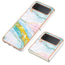 For Samsung Galaxy Z Flip4 Electroplating Marble Pattern IMD TPU Phone Case(Green 004)
