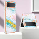 For Samsung Galaxy Z Flip4 Electroplating Marble Pattern IMD TPU Phone Case(Green 004)