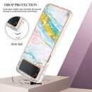For Samsung Galaxy Z Flip4 Electroplating Marble Pattern IMD TPU Phone Case(Green 004)