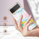 For Samsung Galaxy Z Flip4 Electroplating Marble Pattern IMD TPU Phone Case(Green 004)