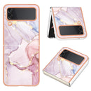 For Samsung Galaxy Z Flip4 Electroplating Marble Pattern IMD TPU Phone Case(Rose Gold 005)