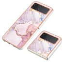 For Samsung Galaxy Z Flip4 Electroplating Marble Pattern IMD TPU Phone Case(Rose Gold 005)